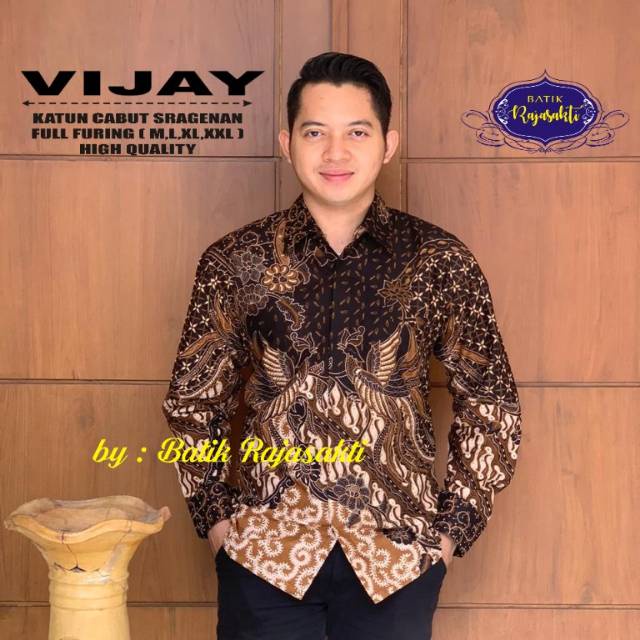 [PROMO] VIJAY Kemeja Batik Solo Pria Dewasa Premium Lengan Pendek Panjang Lapis Furing Badan Batik Rajasakti Asli Solo Premium Quality