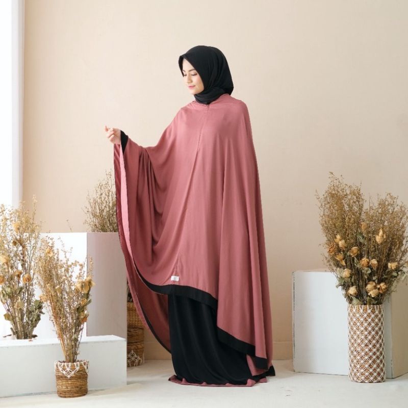 Mukenah Zianisa New Salwa Mix Plain 2 IN 1 Jumbo Dewasa Katun Rayon Adem Treveling