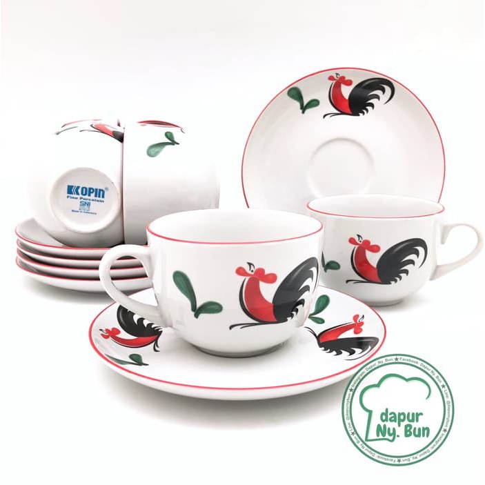 

6 pasang Cangkir Set seri1 Ayam Jago seri 2 Cangkir Kopi Teh