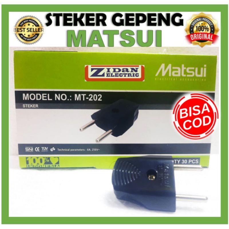 Steker Gepeng Matsui / Colokan Listrik Gepeng Hitam Putih Matsui Model Broco