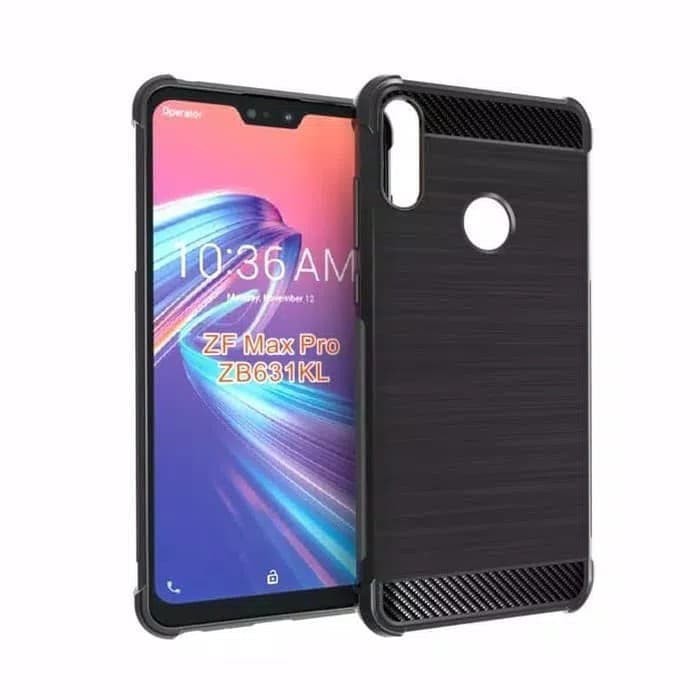 Asus Zenfone Max Pro M2 ZB631KL TPU Case Brushed Carbon Anti Knock - Hitam