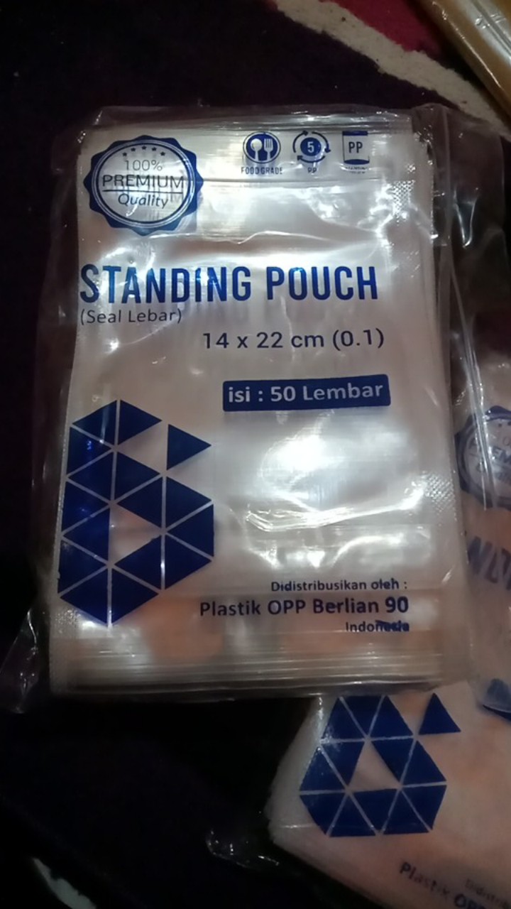 Plastik Standing Pouch / Plastik Makanan Kemasan Berdiri 16 X 24 Cm
