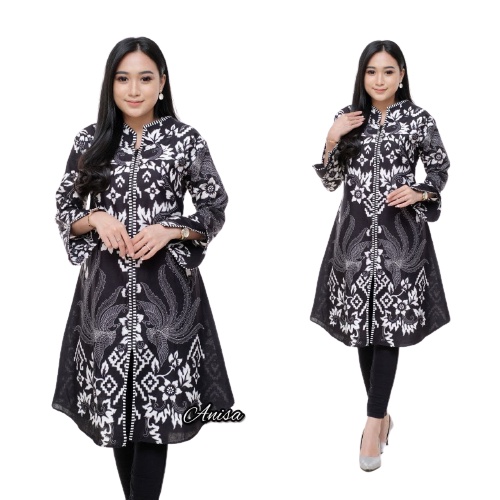 EMHABATIK |Ziper Zebra Batik Wanita Tunik Seragam terlaris-M5