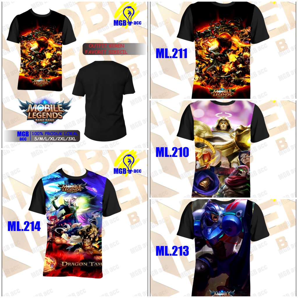 Kaos Baju Anak Atasan Laki Laki Perempuan Sublim Printing Lucu Motif ALL Hero Mobile legend