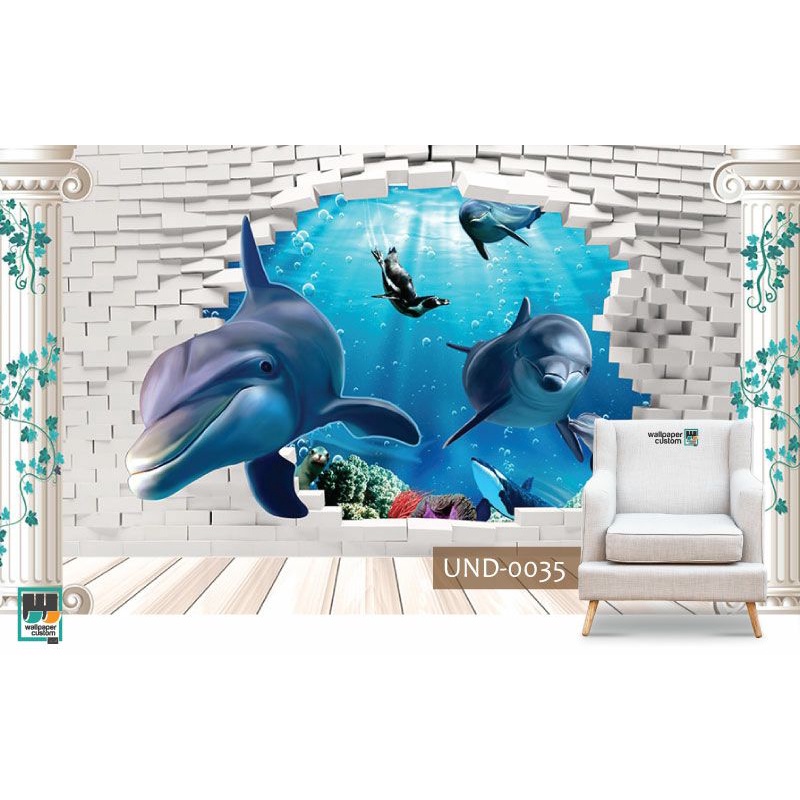 Wallpaper Dinding 3D Custom Alam Dunia Laut Biru (UND-0035)