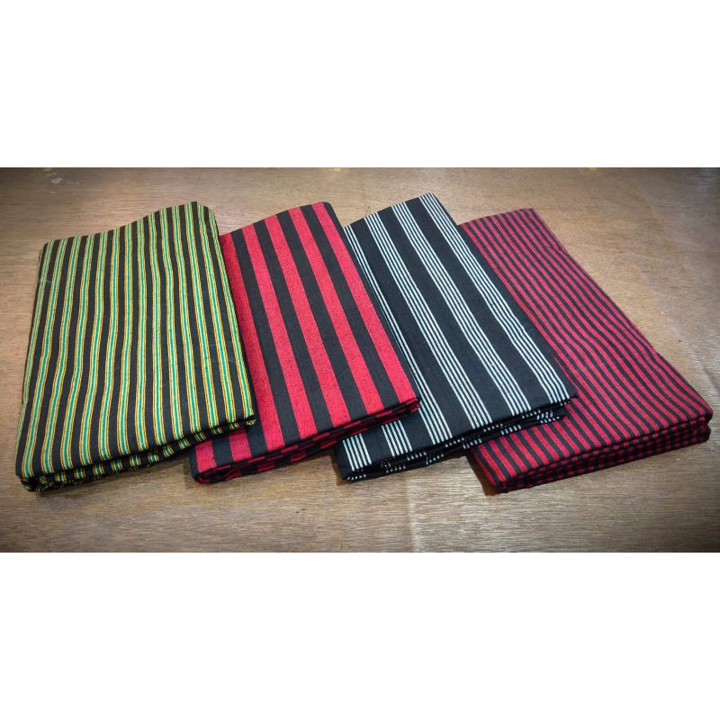 Kain tenun lurik asli garis besar merah hitam