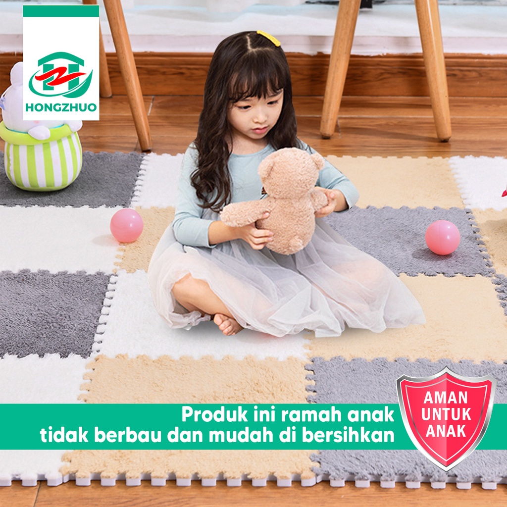 LYSASHOP Karpet Puzzle Bulu Pengaman Bayi Pelindung Kepala Balita Anak Ukuran 30x30 cm Alas Lantai D
