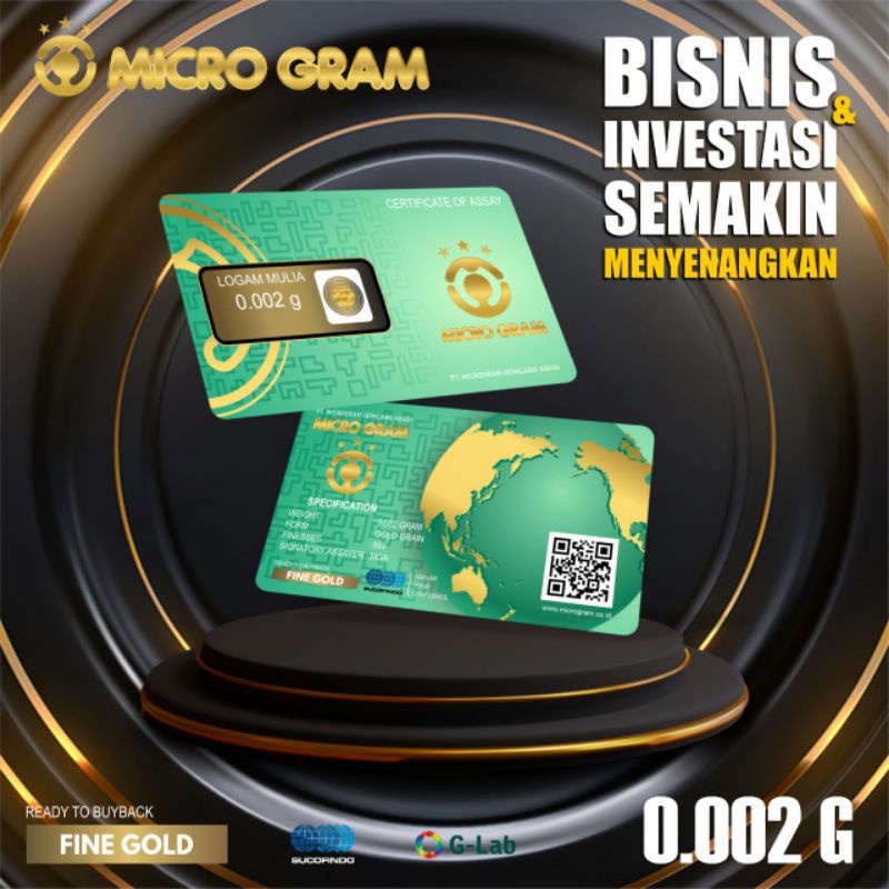 Micro gram Baby Gold LM souvenir hadiah 0.002 gram hijau asli 24K