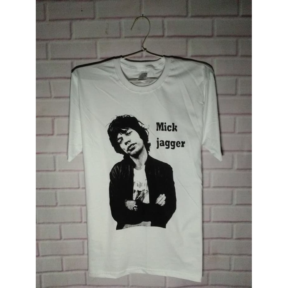 baju kaos tshirt musik metal pria wanita band Mick Jagger built up tanpa jaitan samping