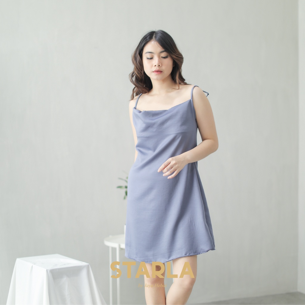 SHORT SLIP SATIN DRESS / SATIN DRESS PENDEK MINI SILK COWL LENORA STARLA