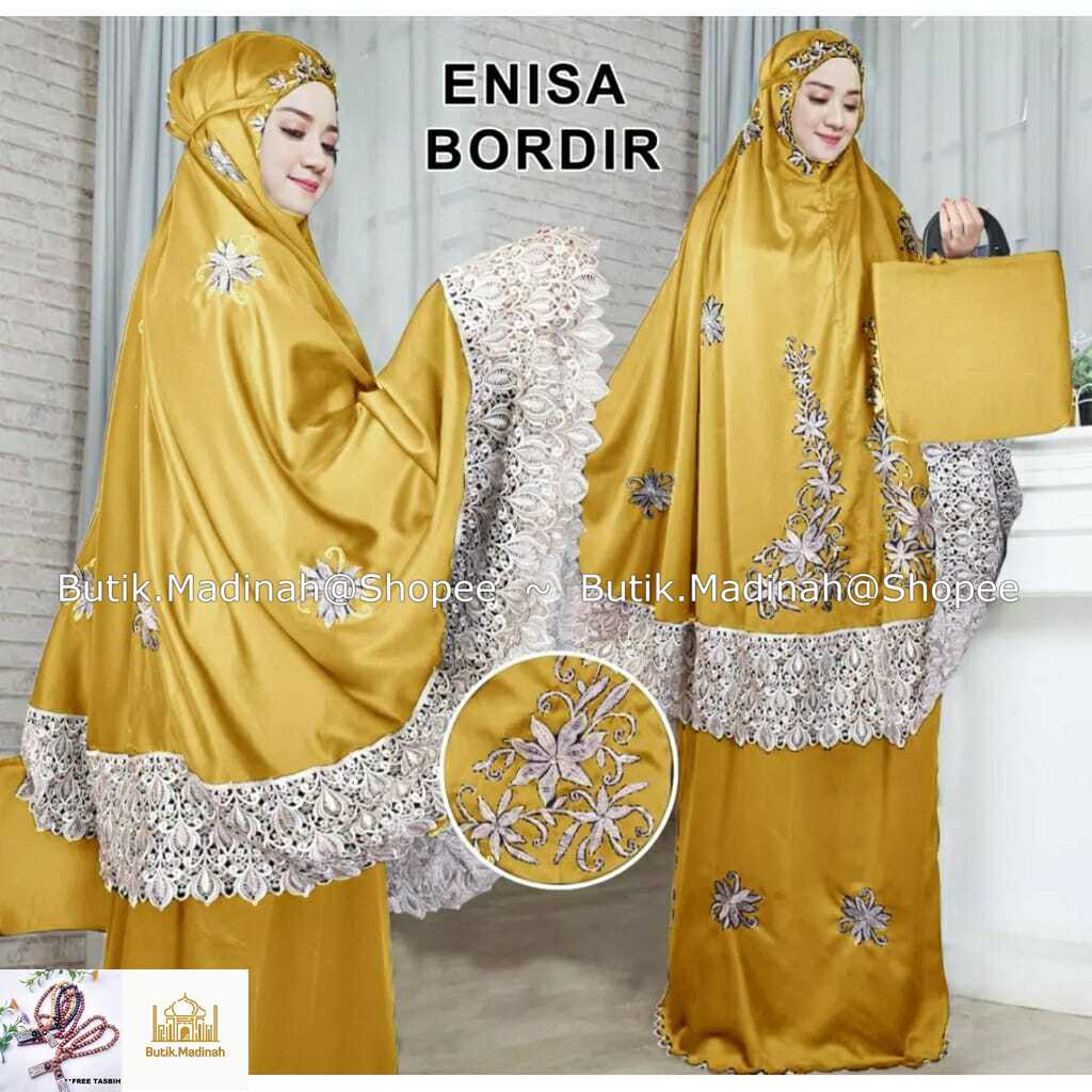 butik madinah mukena dewasa enisa luna maya renda bordir siti khadijah pasteleena