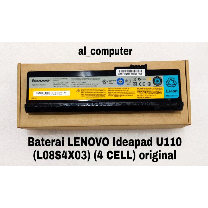 Baterai LENOVO Ideapad U110 (L08S4X03) (4 CELL) original
