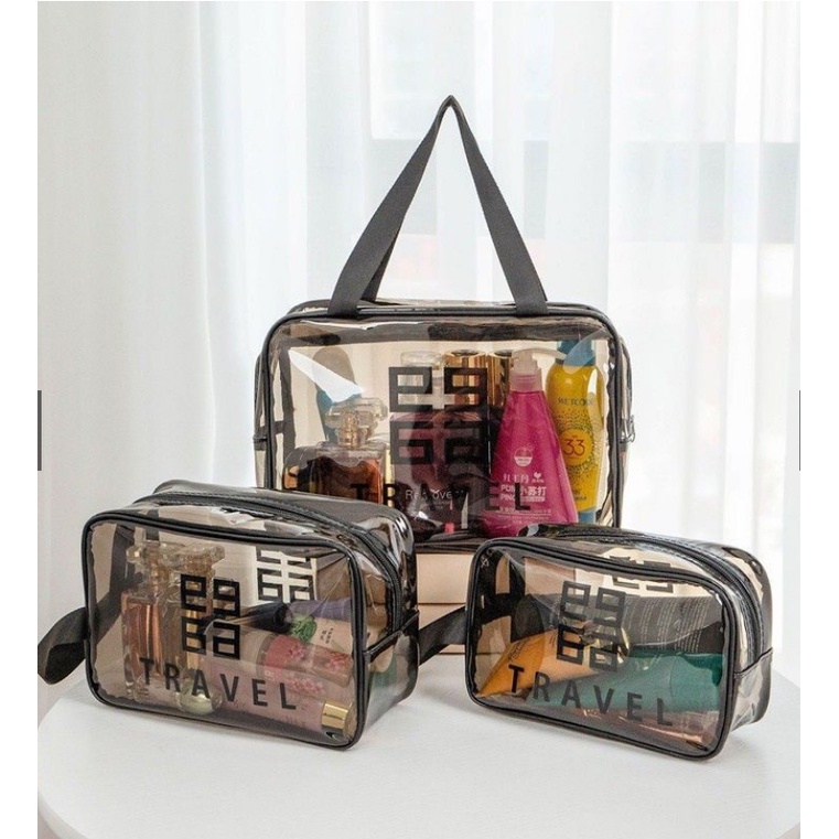 TAS KOSMETIK TRANSPARAN / TAS POUCH KOSMETIK / TAS TRAVEL WASH BAG