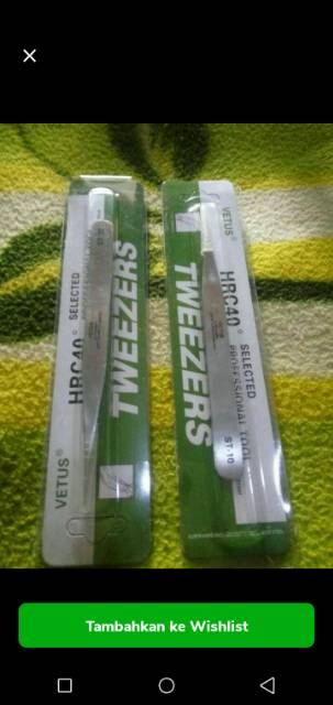 pinset vetus st10 model lurus lancip jual per/1pak isi 10pcs tweezers