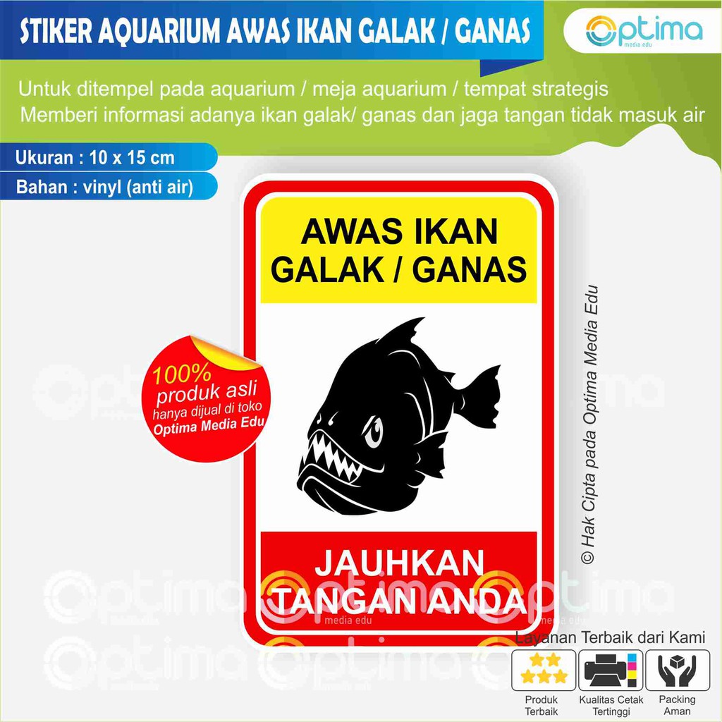 

STIKER AQUARIUM AWAS IKAN GANAS/BUAS/GALAK AWAS TANGAN ANDA