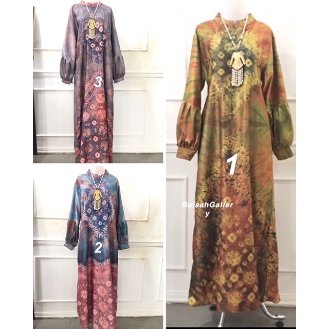Baju jumputan aline tangan balon jumbo gamis jumputan jumbo abaya jumputan