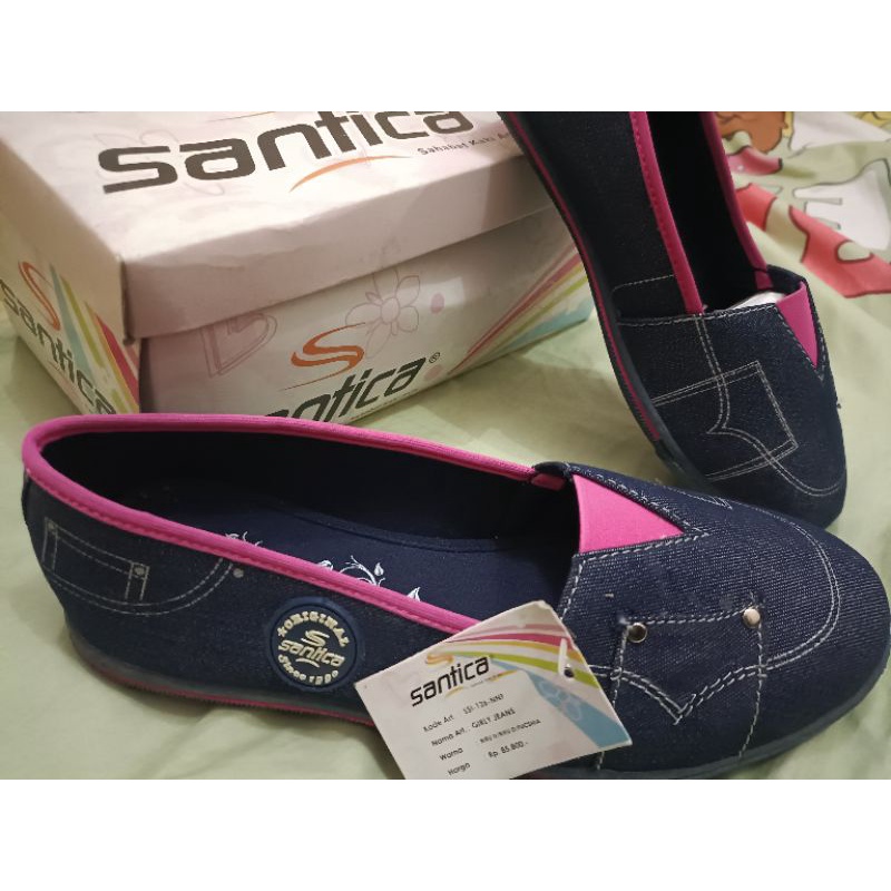 [NEW] SEPATU SEKOLAH JALAN ANAK PEREMPUAN WANITA GIRLY JEANS BY SANTICA