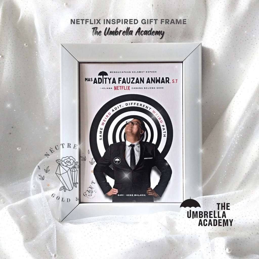 [𝐍𝐄𝐂𝐓𝐑𝐄] NETFLIX INSPIRED FRAME 2D - THE UMBRELLA ACADEMY - Hadiah Kompre, Wisuda, Graduation, Anniv
