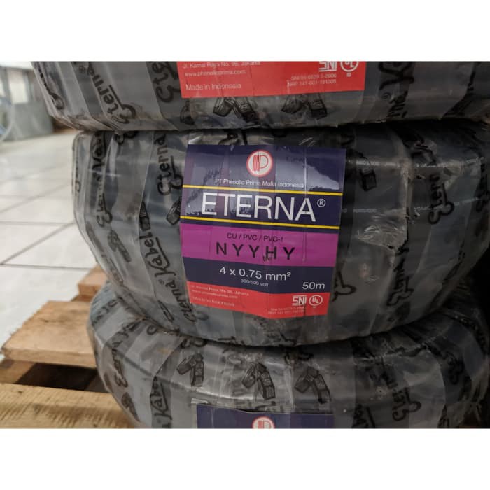 Kabel Listrik Serabut Hitam NYYHY 4 x 0.75 4 x 0,75 4x0,75 4x0.75 Eterna 100meter Kabel NYYHY 4 x 0,