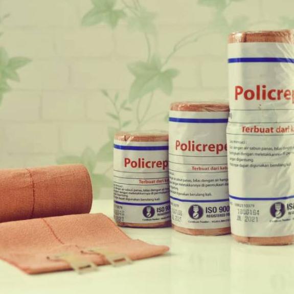 Policrepe poli crepe perban coklat 3 in/elastis bandit 7.5 cm panjang 4.55 m policrepe perban coklat
