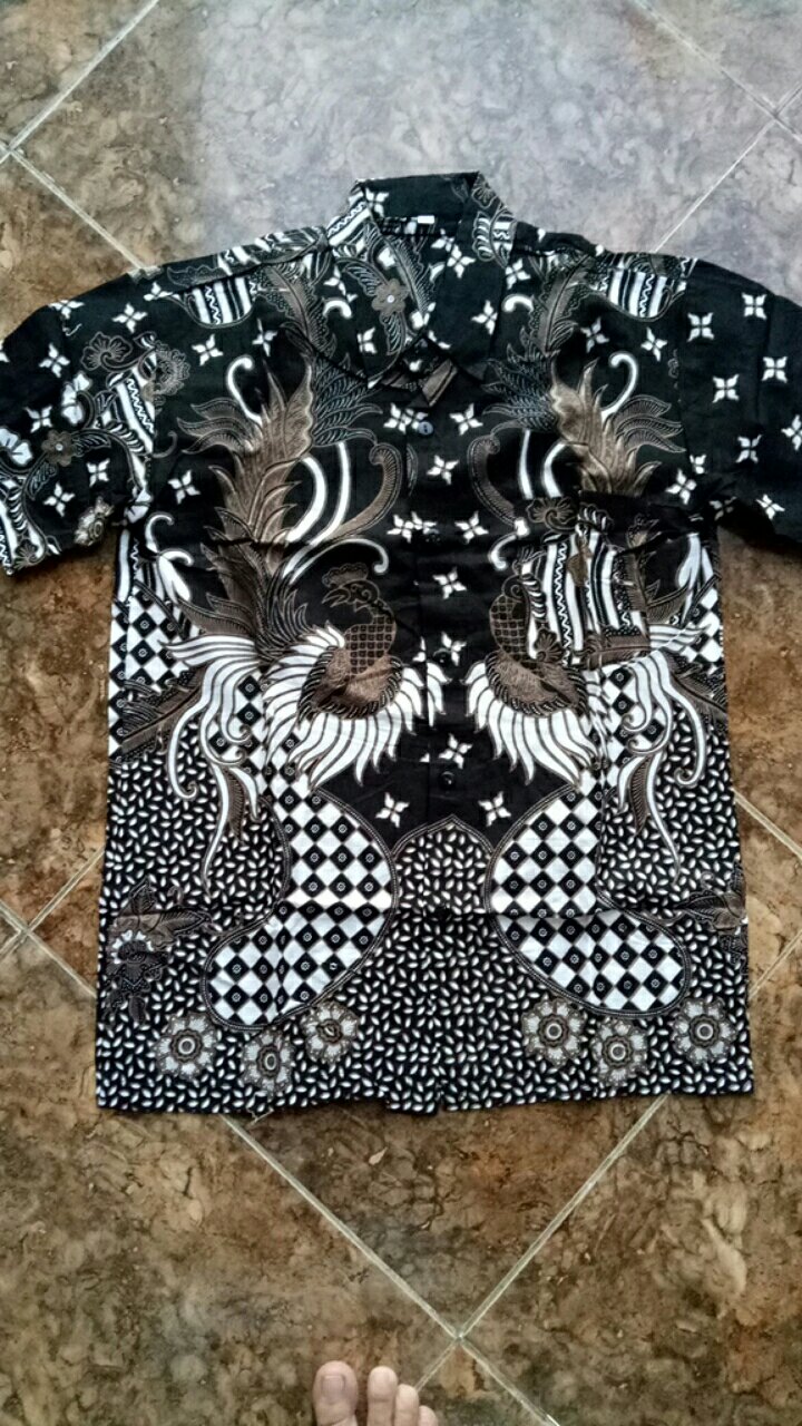 Hem Kemeja Atasan Anak 304 Baju Batik Anak Laki-laki Pola Hitam