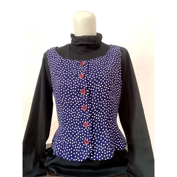 One set rompi turtleneck brukat blouse wanita gaya korea TRHIFT