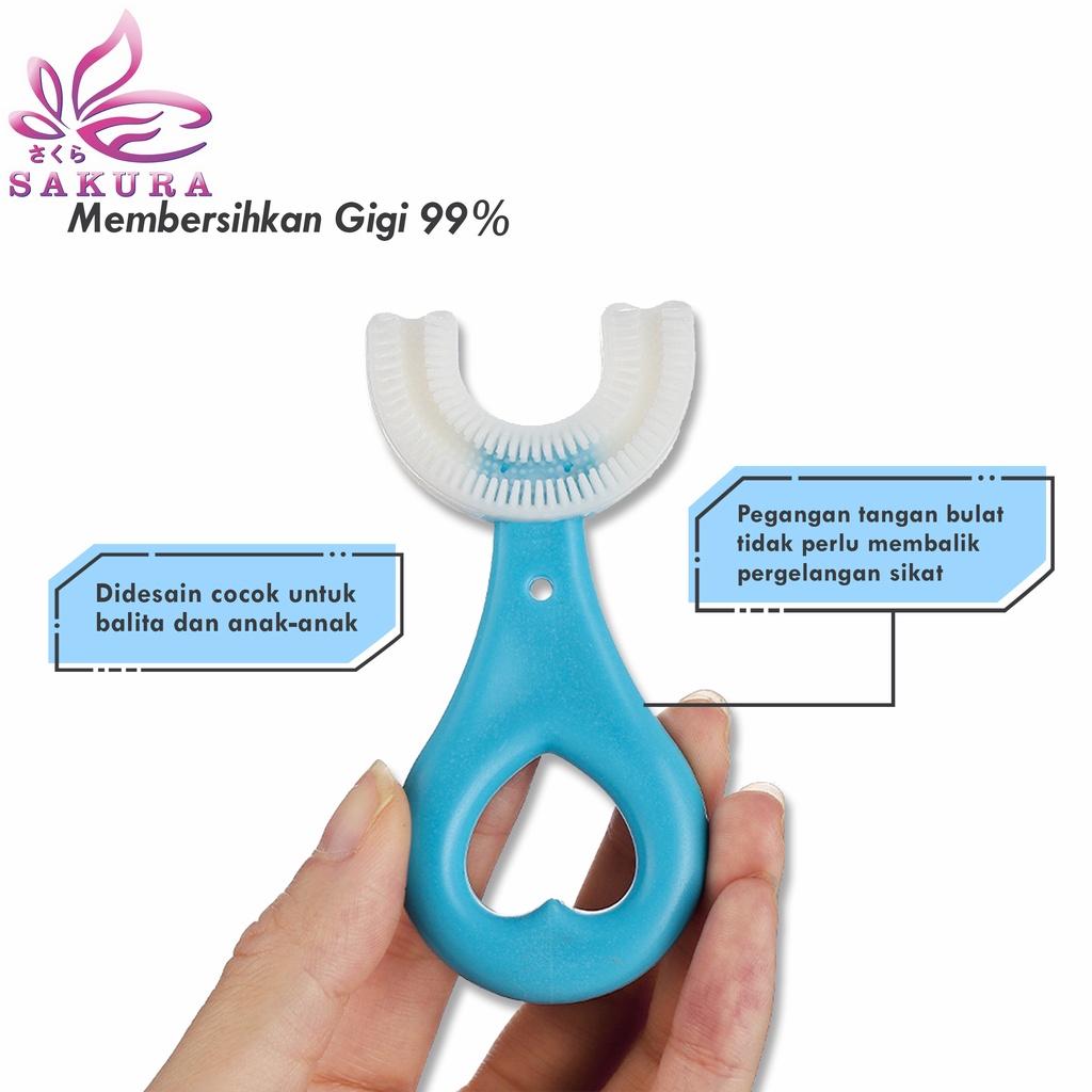 Sikat Gigi Bayi Import-Toothbrush Baby Silicon 360° Type U/ Sikat Gigi Anak Tipe U Bahan Silikon-SOSOYO