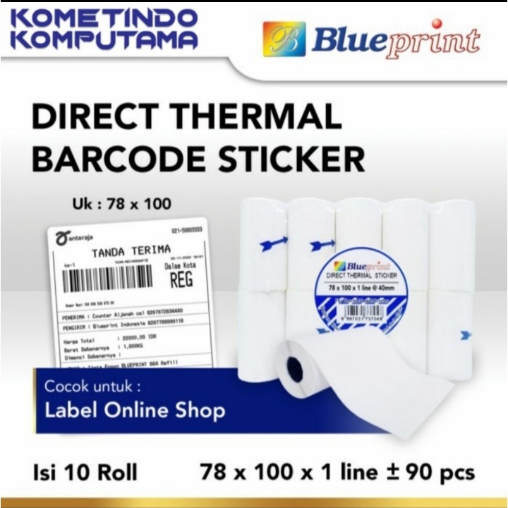 78x100x1 Line 40mm isi 90 Direct Thermal Sticker BLUEPRINT 78x100x1 Line 40mm isi 90 / Label Stiker