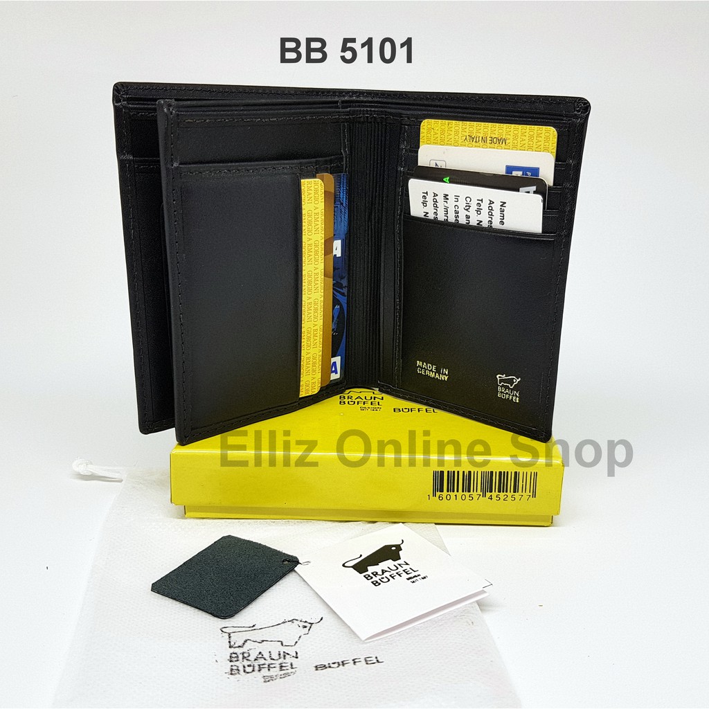 Dompet Pria Braun Buffel 5101 Black - Model 3D Berdiri - Kulit Import - Trifold.