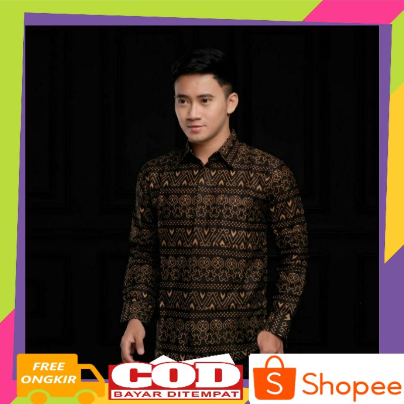 Kemeja Batik Kondangan Baju Batik Pria Kasual Motif Abstrak