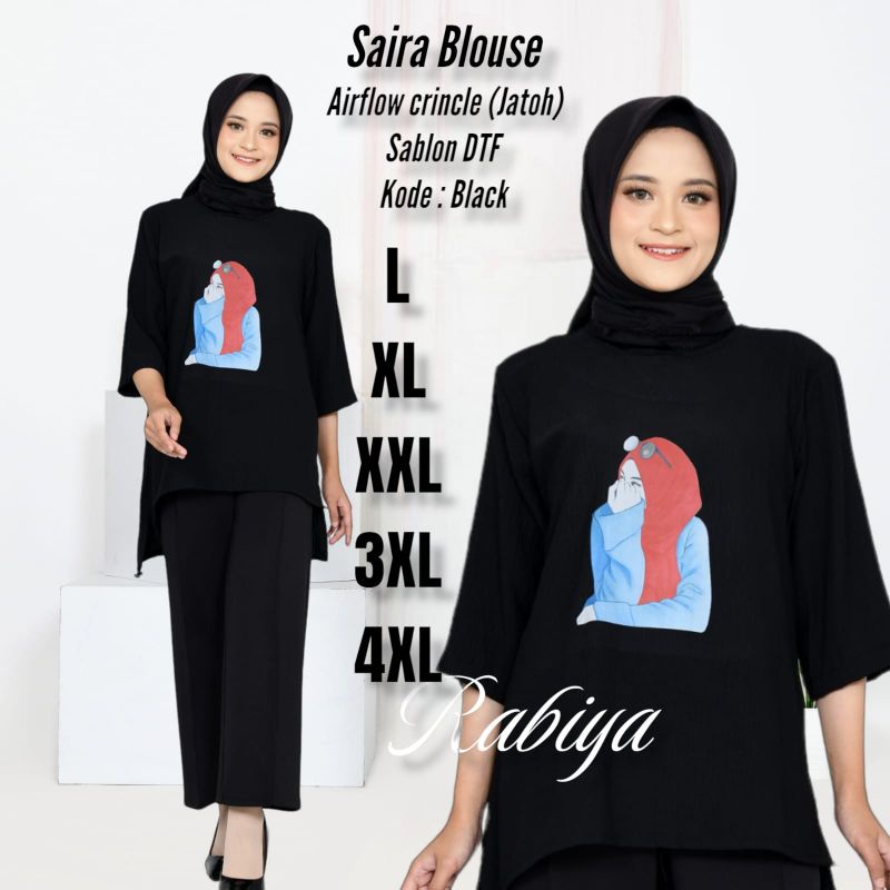 Atasan New  SAIRA BLOUSE SABLON  Big Size ukuran L XL XXL 3XL 4XL