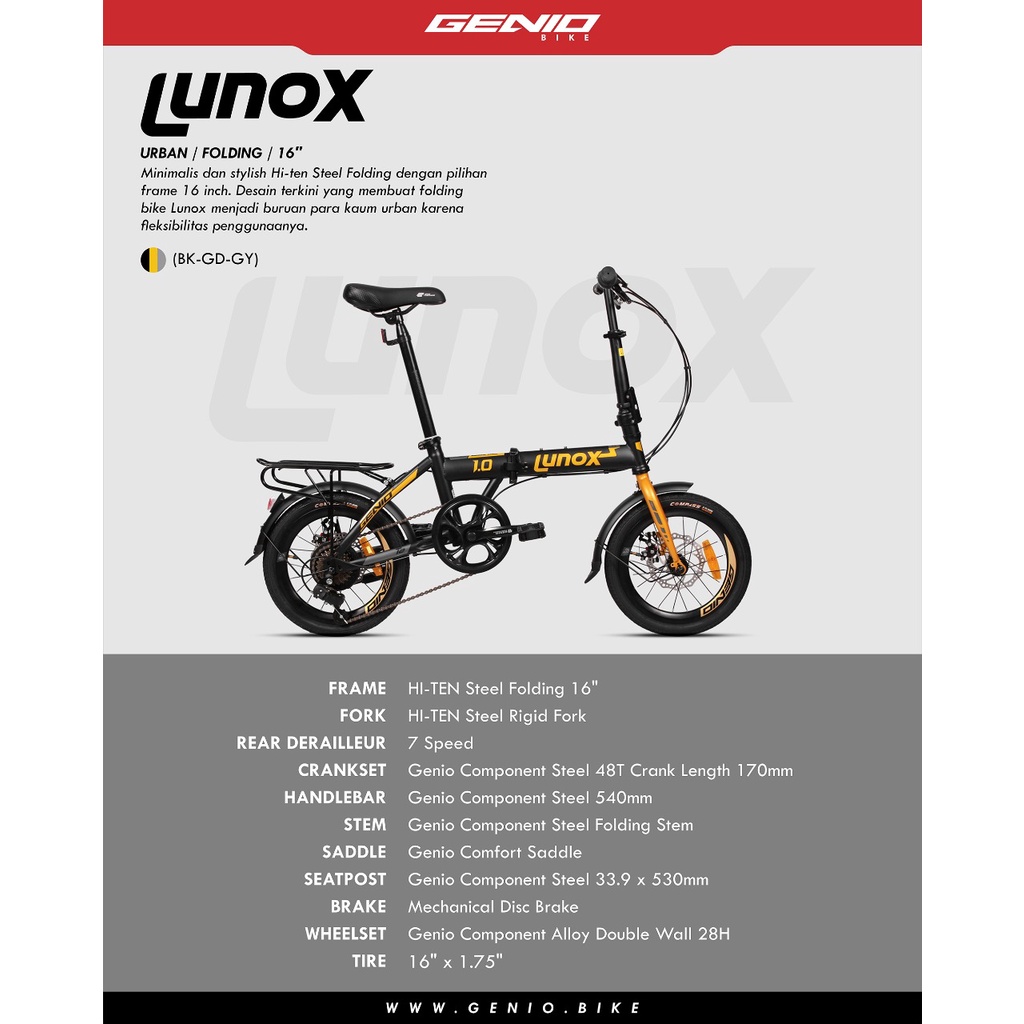 Sepeda Lipat Genio Lunox T2 16 Inch