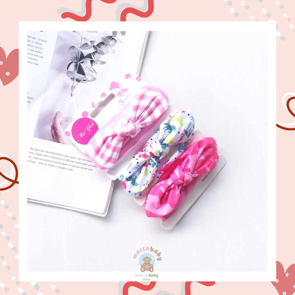 MBSS - BANDANA MOTIF A Bandana Set isi 3 Motif Beda / Headband Bayi Newborn Anak Perempuan Part 2