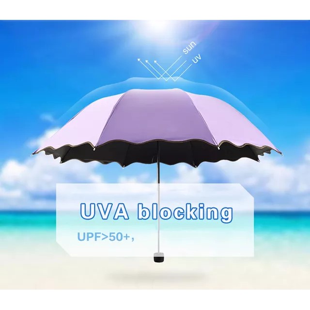 Payung Lipat 3D 3 Dimensi Magic Umbrella Payung Ajaib Timbul Motif Berubah Warna Motif Anti UV Lapis Hitam Gelombang