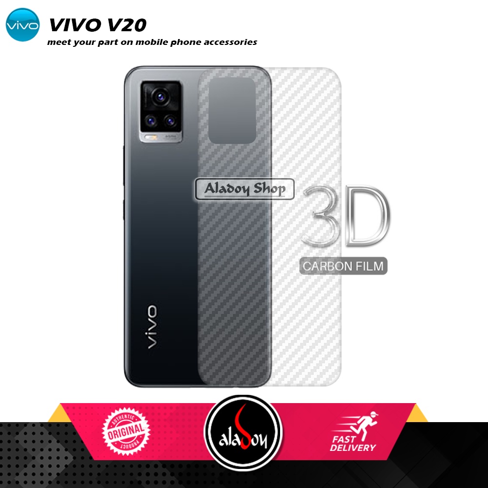 PAKET 3 IN 1 Tempered Glass Layar Vivo V20 Free Tempered Camera dan Skin Carbon