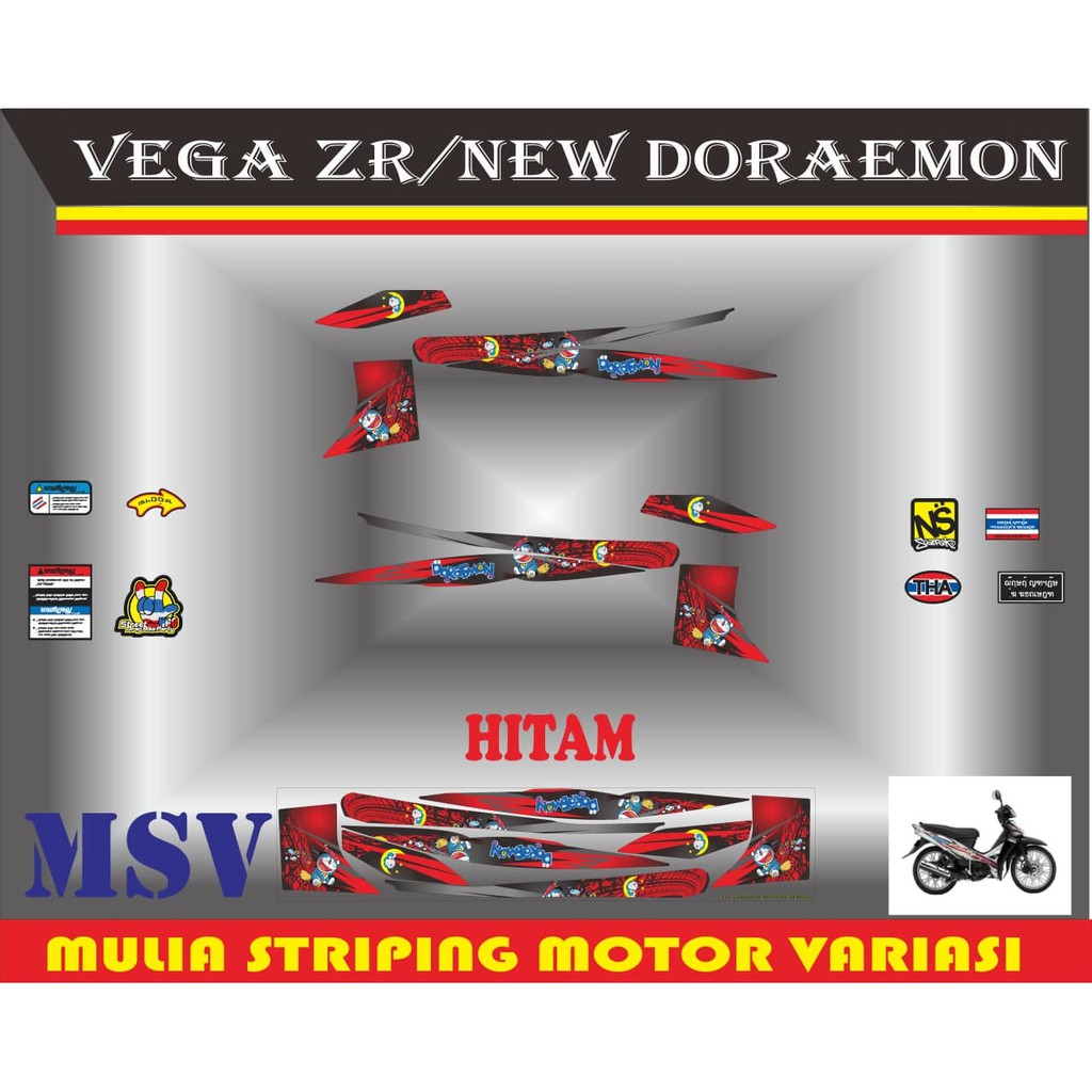 decal striping stiker motor vega r new doraemon