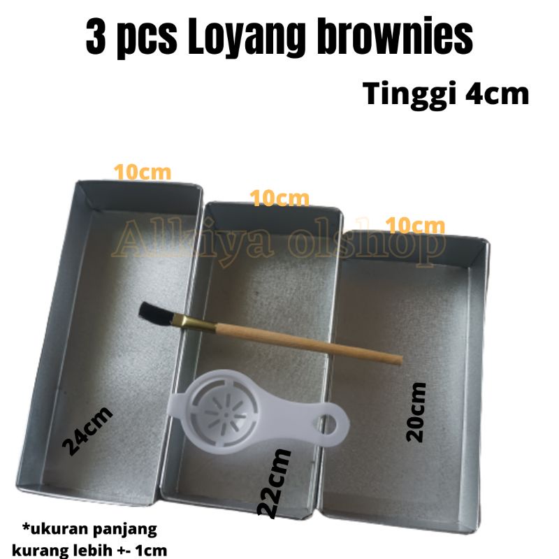 LOYANG BROWNIES 1SET 3 LOYANG,GRATIS KUAS DAN SARINGAN TELUR