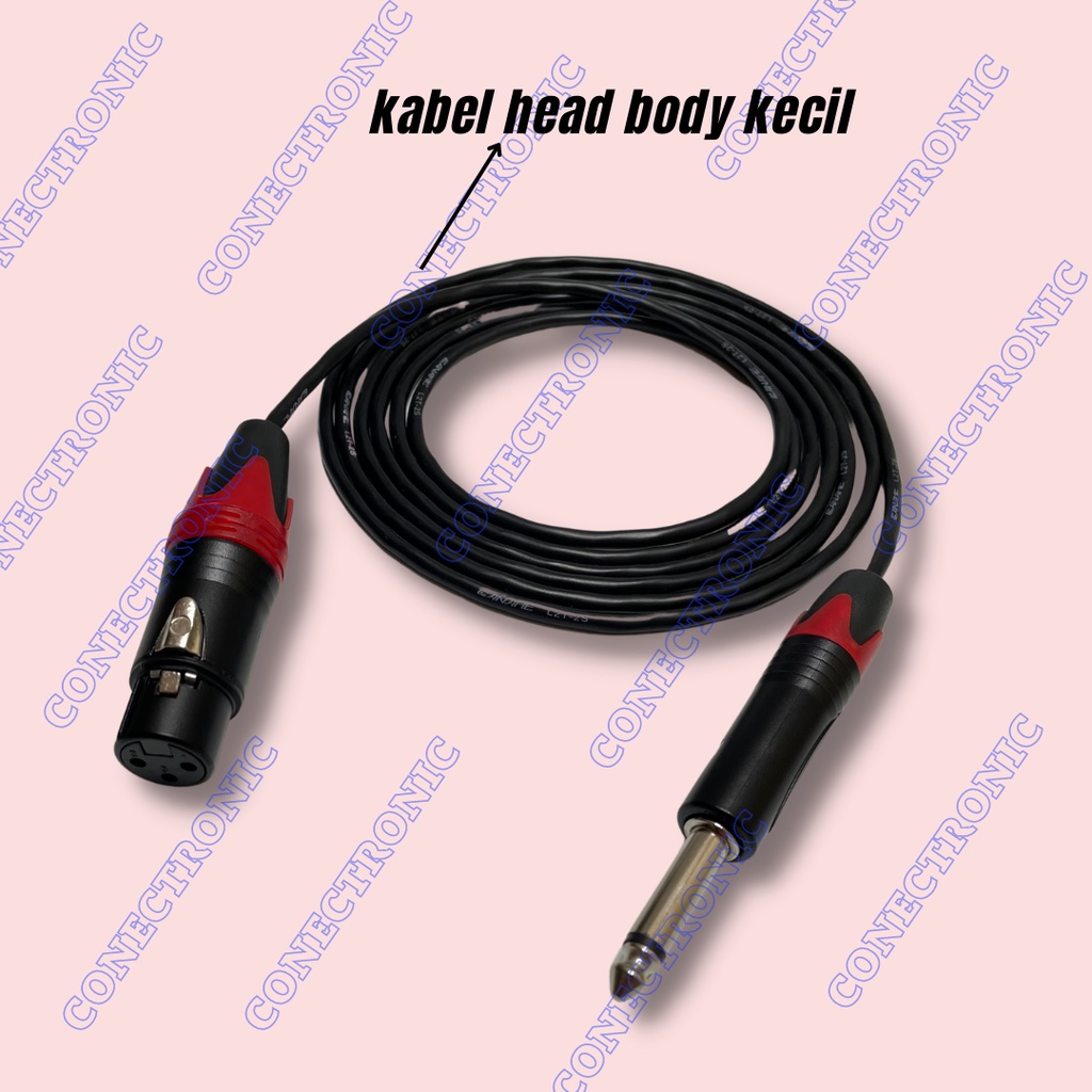 kabel mic jack xlr female to akai mono hitam | kabel head body kecil - 4 meter