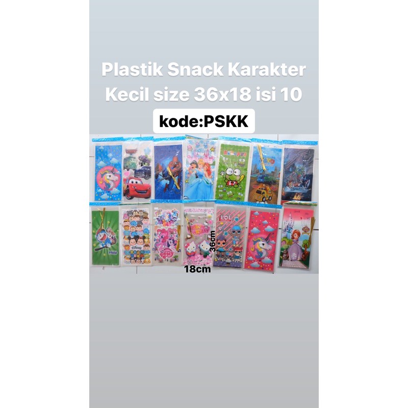 

plastik snack souvenir ultah anak karakter kecil size 36x18 isi 10