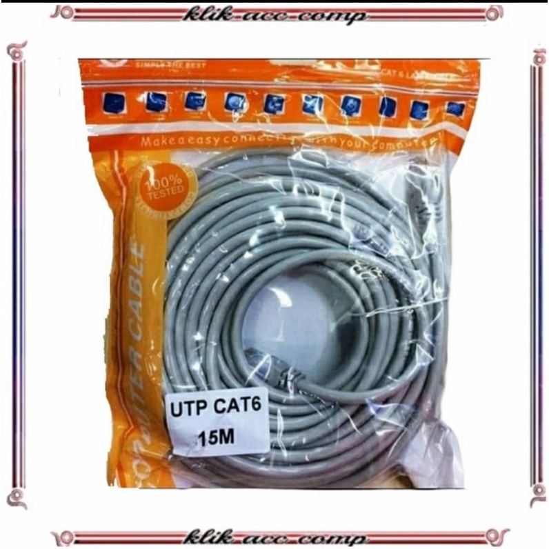 kabel lan cat6e 15 meter nyk utp internet jaringan 15m