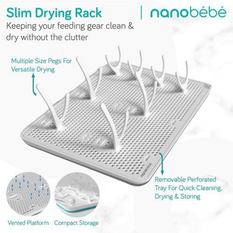Drying Rack Nanobebe, Slim Portable, Rak pengering botol susu Nano bebe