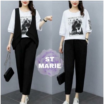 Baju Setelan Wanita Dewasa 2022 Setcel Polos ld 100 fit L Kekinian Murah Terbaru Stelan Rompi Cewek 