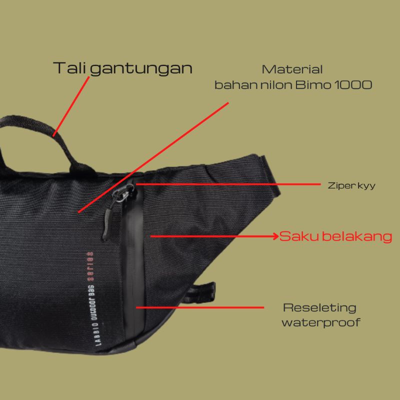 Waistbag Tas Selempang Pria Tas Pinggang premium LABBIO GOMA