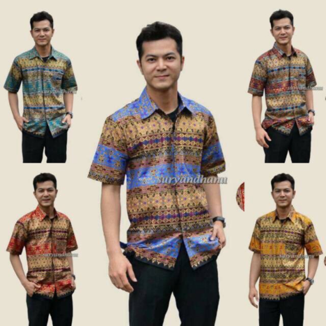 Hb 230 Kemeja Batik Pria Lengan Pendek Prada / Hem Batik Cowok / Seragam Batik Kantor Pesta