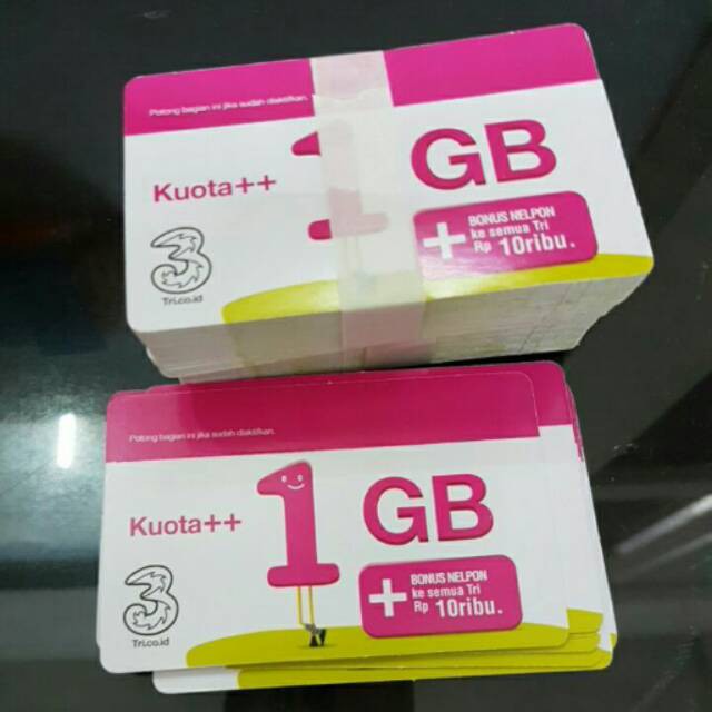 Voucher Tri isi ulang kuota internet 1GB (3G)+ 1GB (4G) selama 30hari