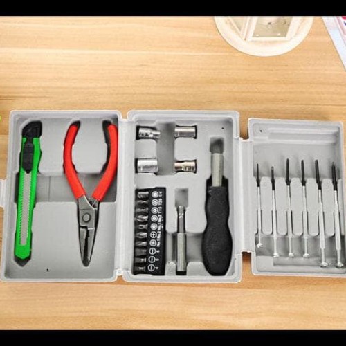 [COD] Tool Kit 24in1 Kombinasi Alat Tukang Set Toolbox Obeng Cut Tang + Obeng Kembang + Datar