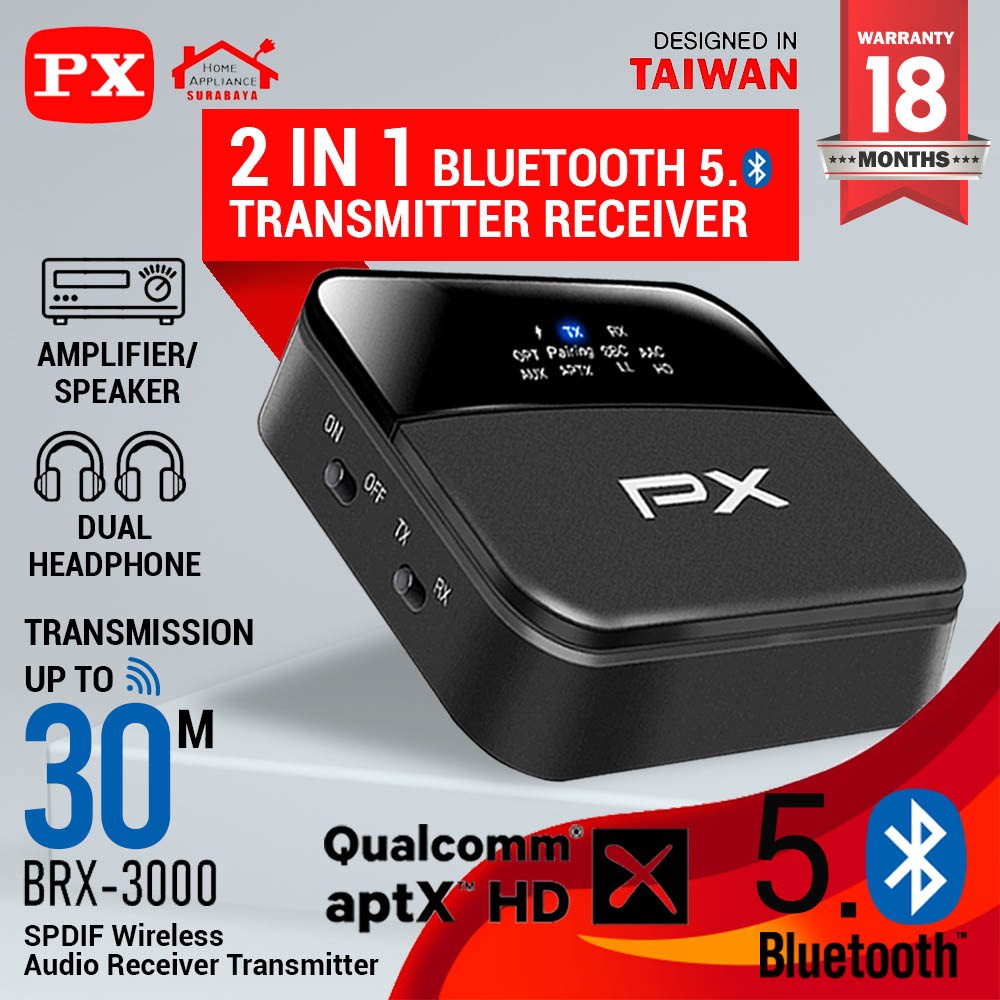 Receiver Bluetooth Transmitter Audio 5.0 HD stereo 2in1 PX BRX-3000 / BRX3000 / BRX 3000