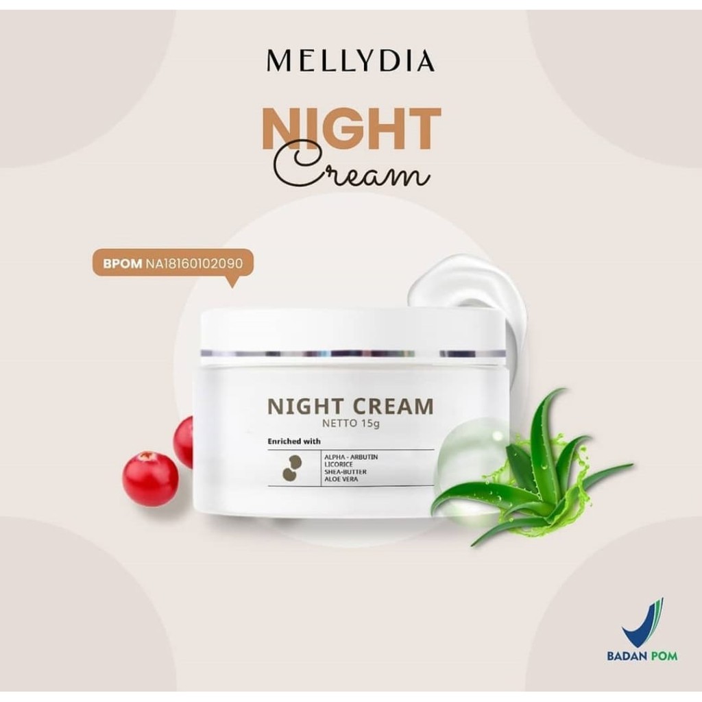 MELLYDIA NIGHT CREAM PEMUTIH PENCERAH WAJAH AMAN BPOM - MELLYDIA BPOM