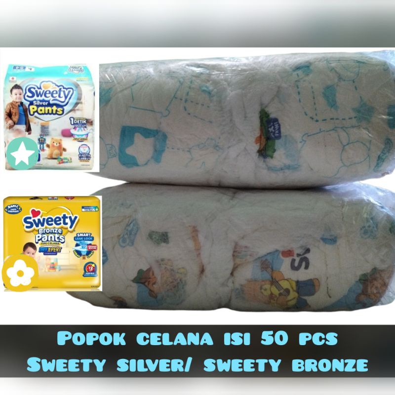 POPOK CELANA SWEETY SILVER/ BRONZE/ MAMY POKO LOSSPACK ISI 50 PCS