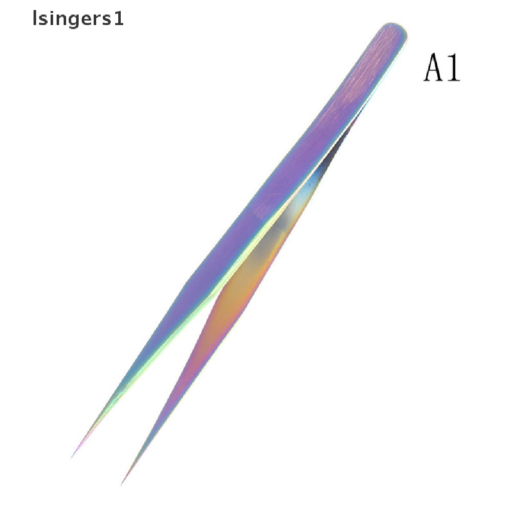 (lsingers1) Pinset Stainless Steel Warna Pelangi Untuk Mengambil Stiker Kuku